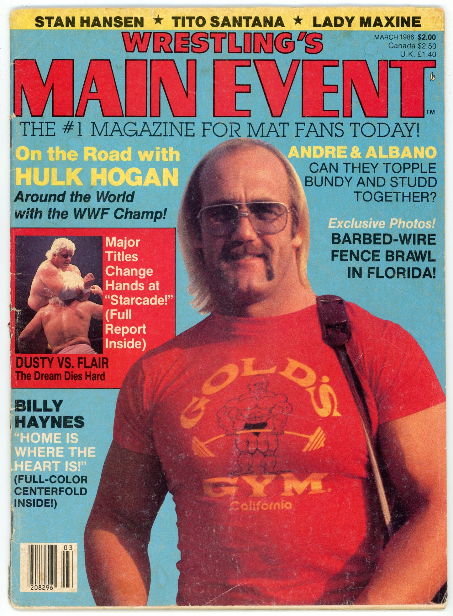 Wrestling's Main Event Vintage Wrestling Magazine (March 1986) Hulk Hogan Cover