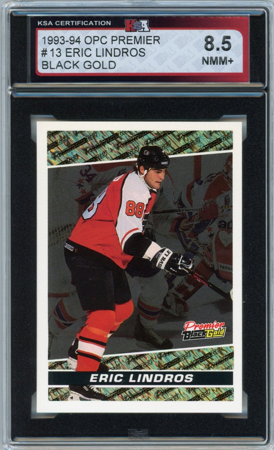 1993/94 OPC O-Pee-Chee Premier Eric Lindros Black Gold Graded Hockey Card #13 KSA 8.5