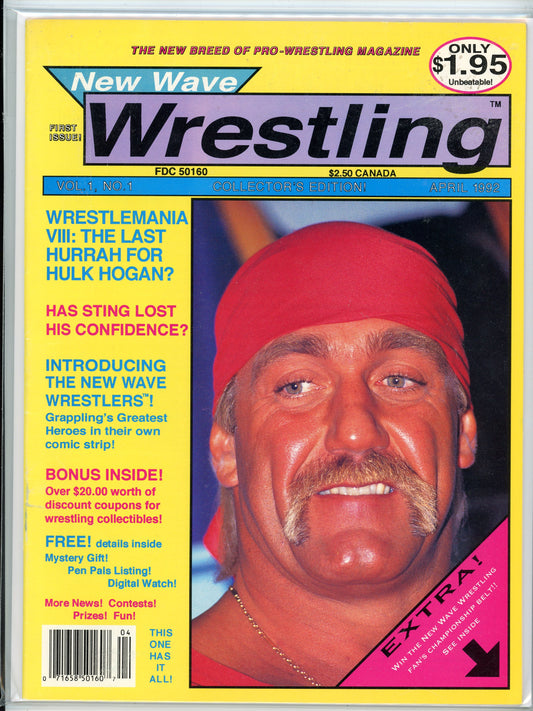 New Wave Wrestling Vintage Magazine (April, 1992) First Issue Collector's Edition