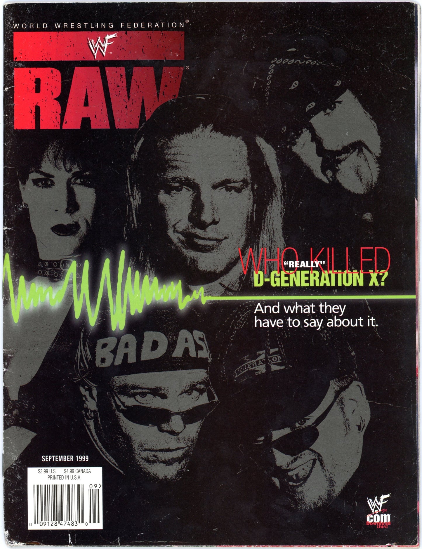 WWF WWE Raw Vintage Wrestling Magazine (September 1999) D-Generation X Cover
