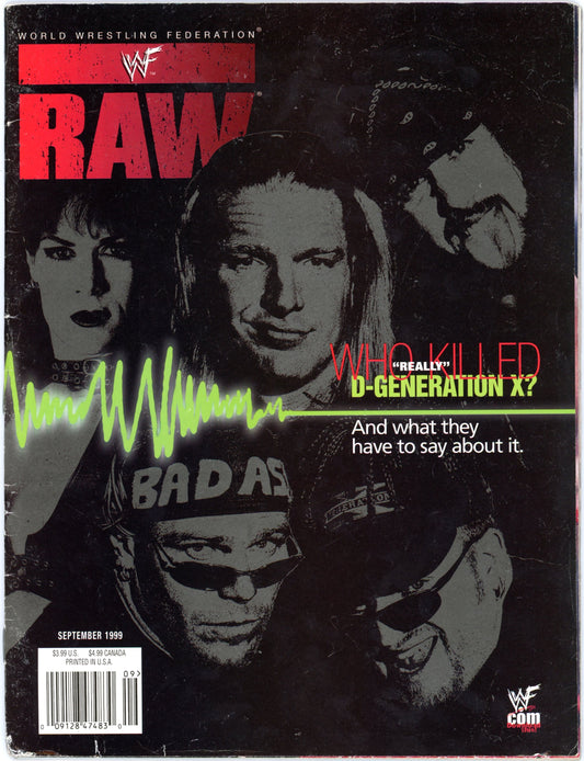 WWF WWE Raw Vintage Wrestling Magazine (September 1999) D-Generation X Cover