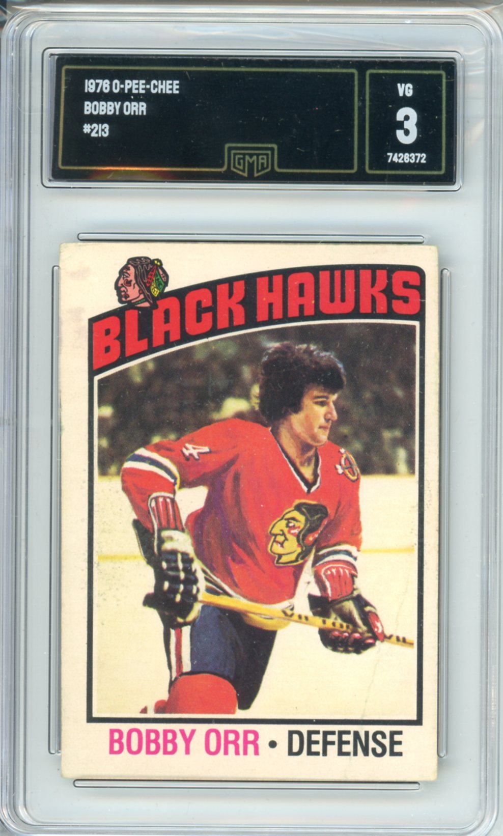 1976 OPC Bobby Orr #213 Graded Hockey Card GMA 3