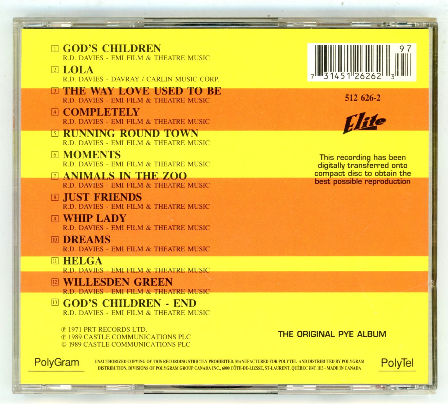 Percy (1971) The Kinks Motion Picture Soundtrack Vintage CD