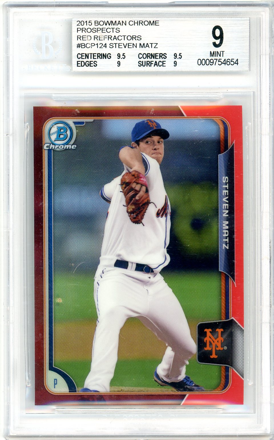 2015 Bowman Chrome Prospects Steven Matz Graded Card BGS 9