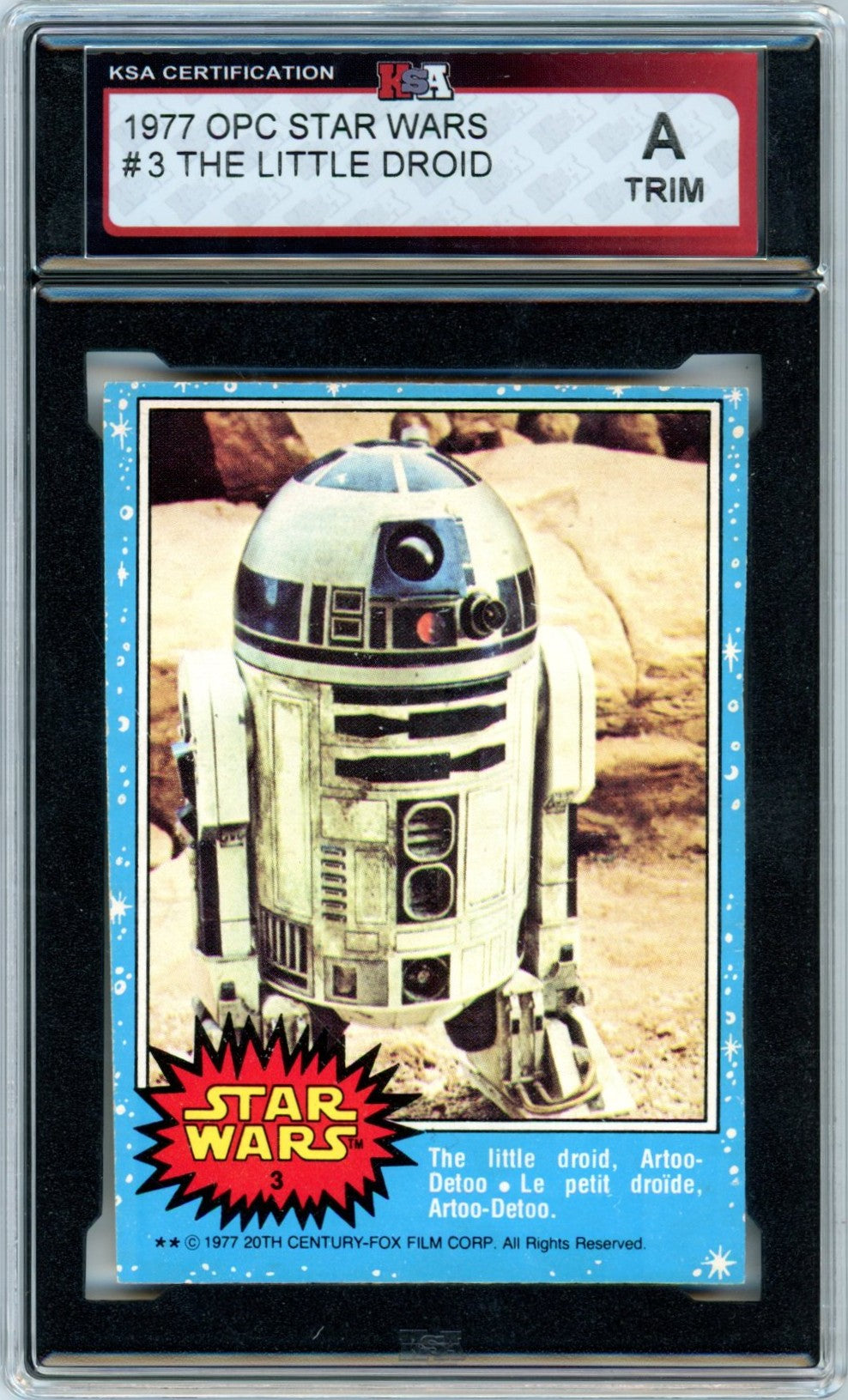 1977 OPC O-Pee-Chee Star Wars "The Little Droid" #3 Graded Card KSA Authentic Trimmed
