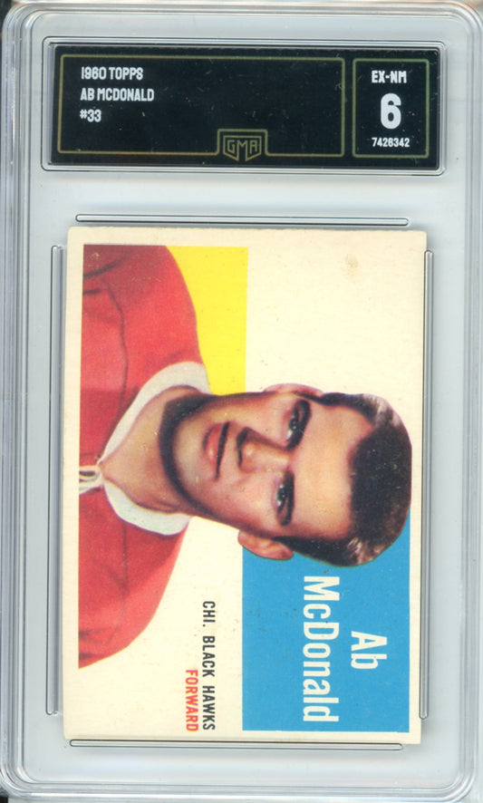 1960 Topps Ab McDonald #33 Graded Hockey Card GMA 6