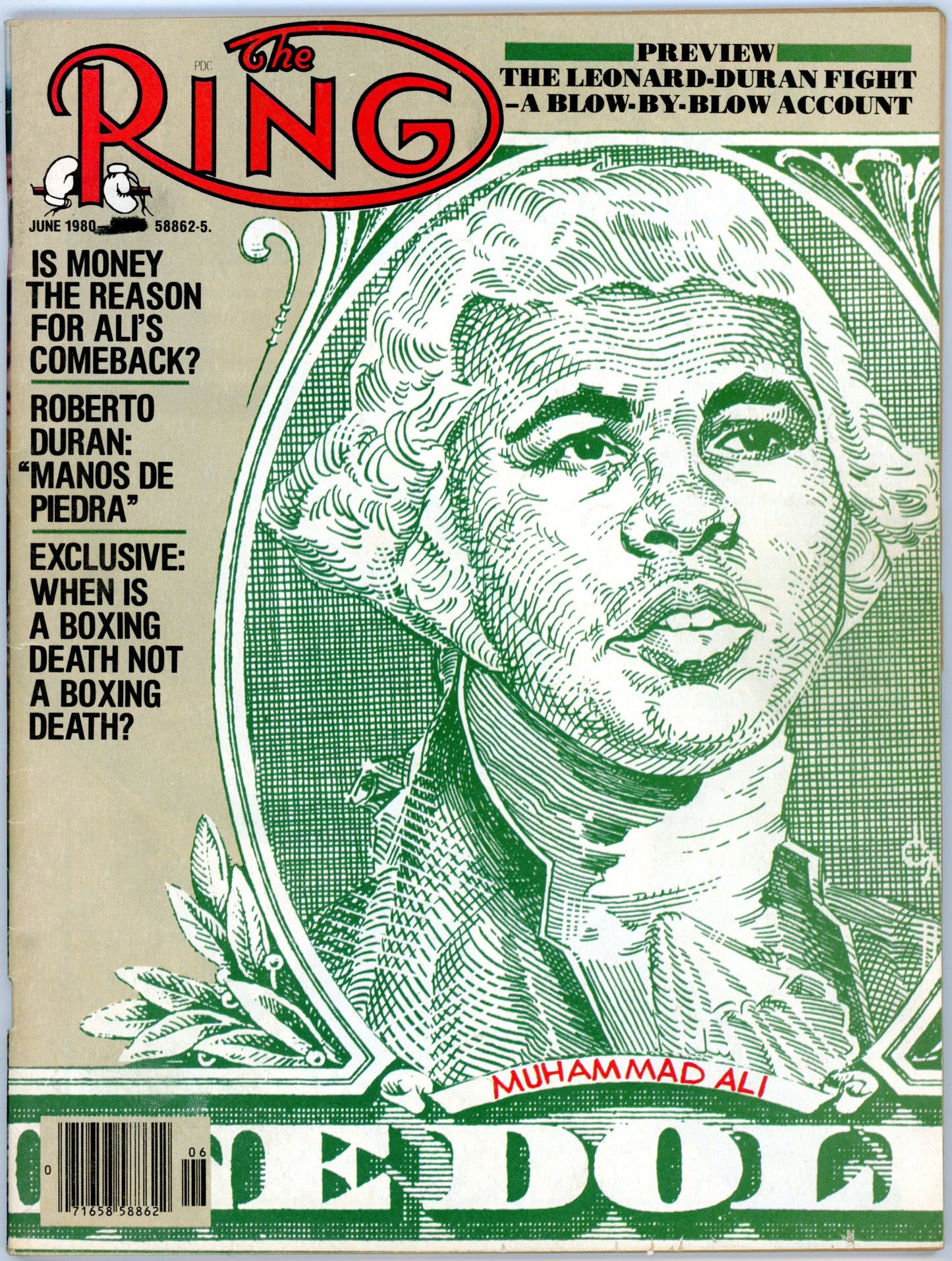 The Ring Vintage Boxing Magazine (June 1980) Muhammad Ali Illustration Cover