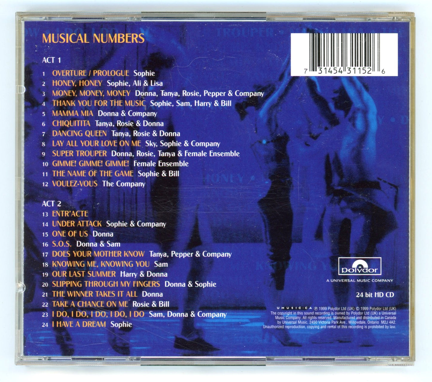 Mamma Mia! (1999) West End Musical Soundtrack Vintage CD