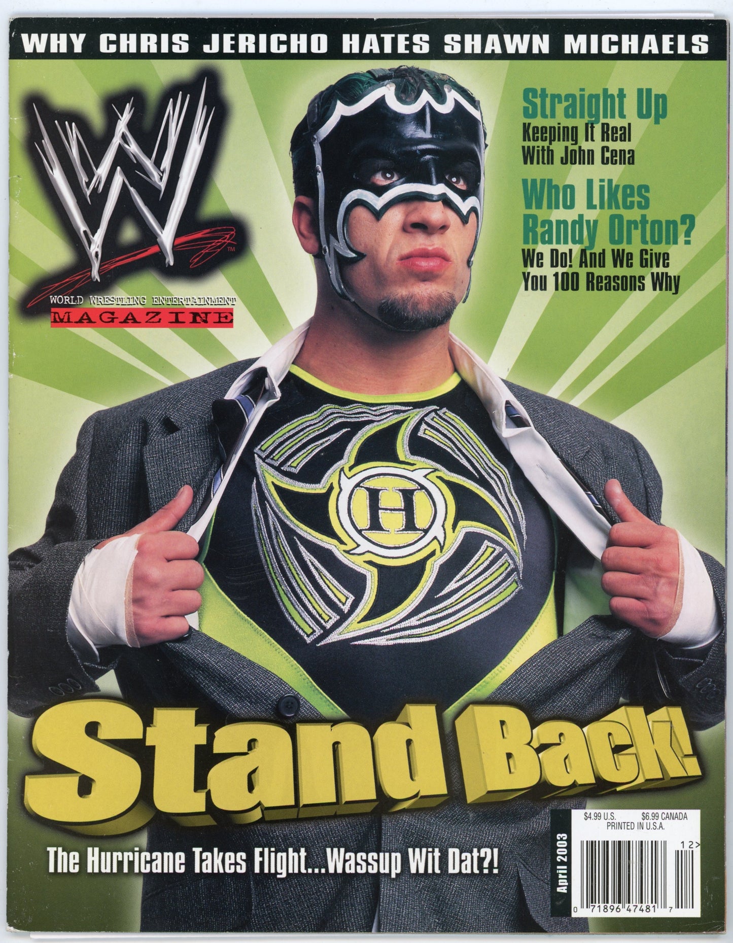 WWE Vintage Wrestling Magazine (April 2003) The Hurricane Cover