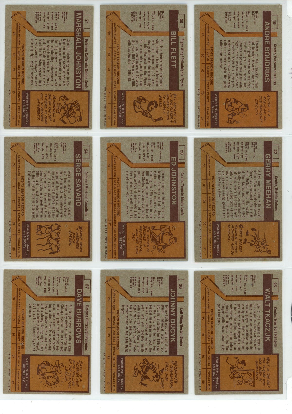 1973/74 Topps NHL Hockey Card Complete Set (198 Cards) Bobby Orr, Ken Dryden EX+ / NM