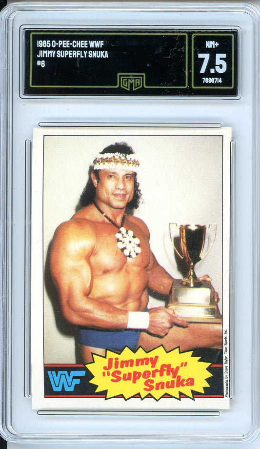 1985 O-Pee-Chee WWF Jimmy Superfly Snuka Graded Rookie Card GMA 7.5