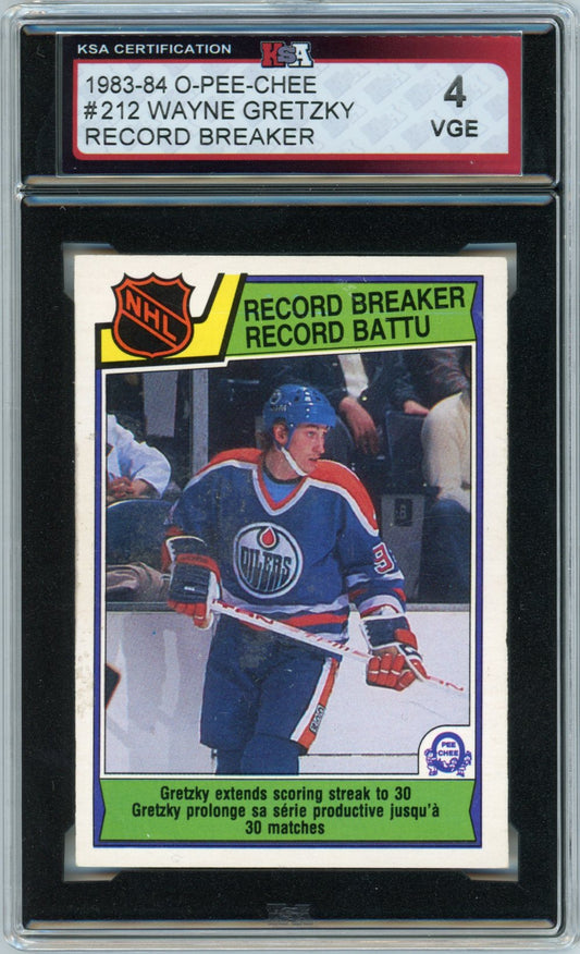 1983/84 OPC O-Pee-Chee Wayne Gretzky Record Breaker Graded Hockey Card #212 KSA 4