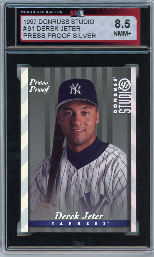 1997 Donruss Studio Derek Jeter Press Proof Silver Graded Baseball Card #91 KSA 8.5