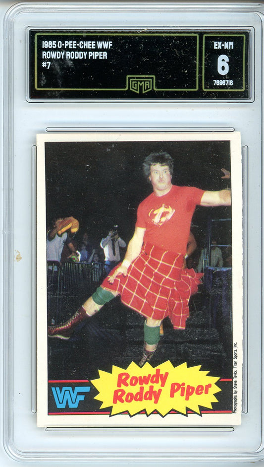 1985 O-Pee-Chee WWF Rowdy Roddy Piper Graded Rookie Card GMA 6