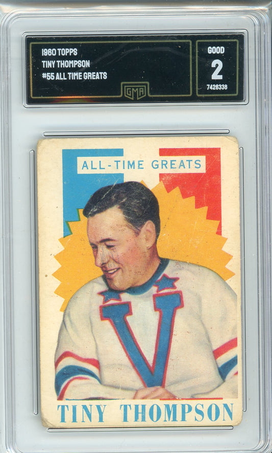 1960 Topps Cecil Tiny Thompson #55 All Time Greats Graded Hockey Card GMA 2