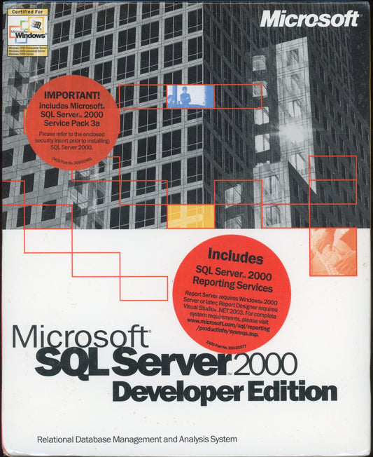 Microsoft SQL Server 2000 Developer Edition Sealed Complete in Box Vintage Computer Software
