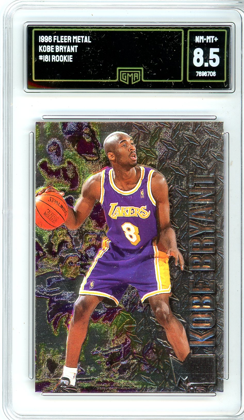 1996 Fleer Metal Kobe Bryant Graded Rookie Card #181 GMA 8.5