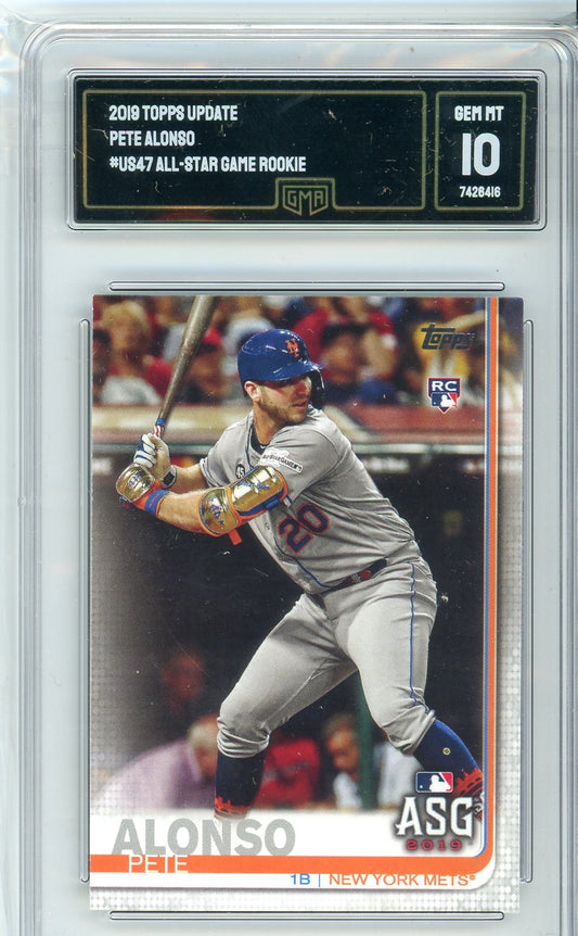 2019 Topps Update Pete Alonso #US47 All-Star Graded Rookie Card GMA 10