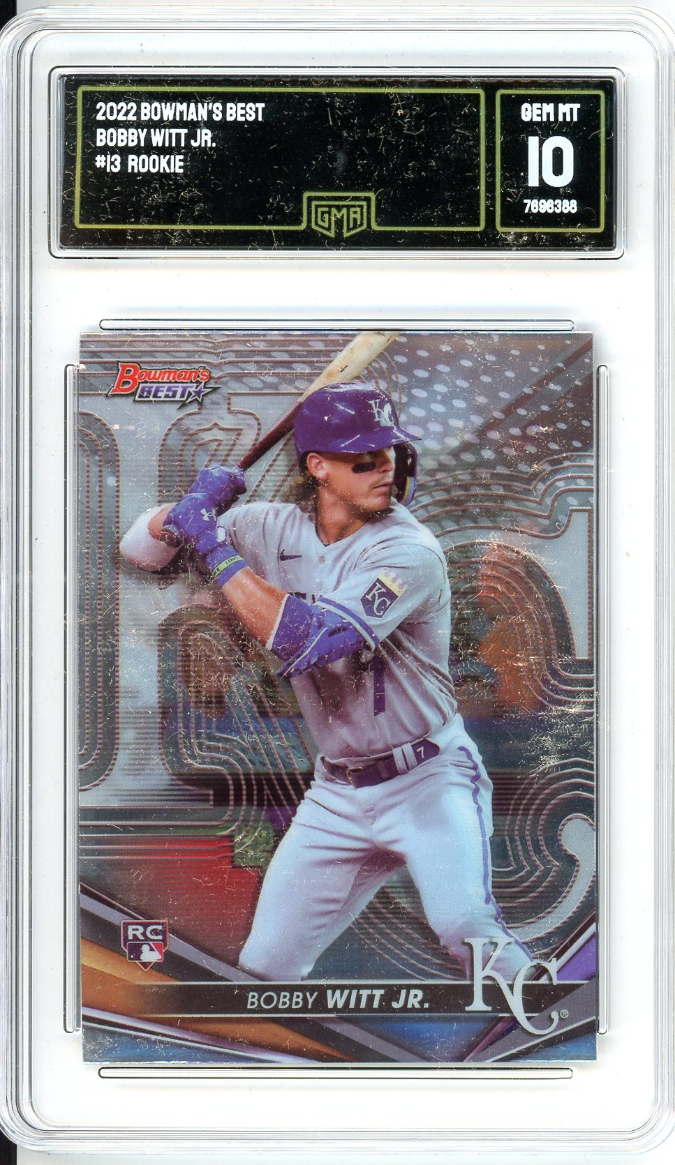 2022 Bowman's Best Bobby Witt Jr. Graded Rookie Card #13 GMA 10