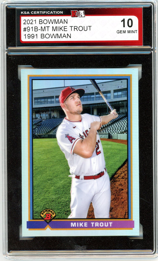 2021 Bowman Mike Trout 1991 Bowman Graded Card #91B-MT KSA 10