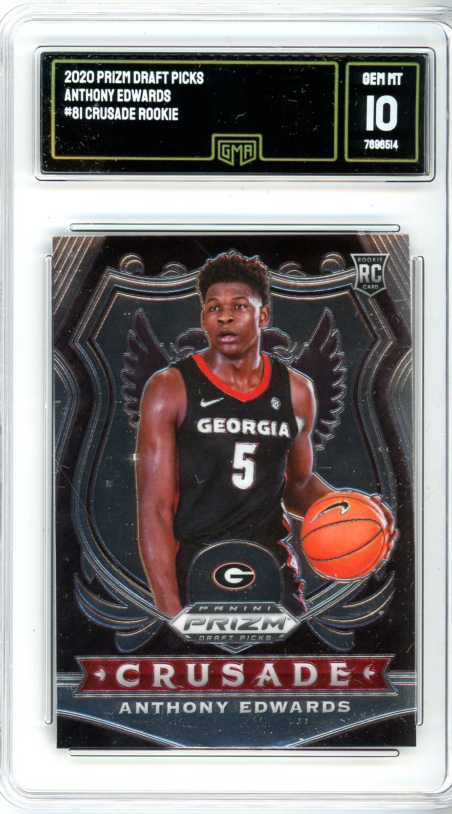 2020 Panini Prizm Draft Picks Anthony Edwards Graded Rookie Card #81 GMA 10