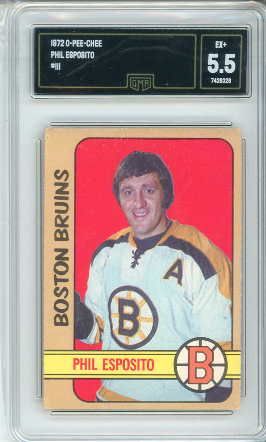 1972 OPC Phil Esposito #111 Graded Hockey Card GMA 5.5