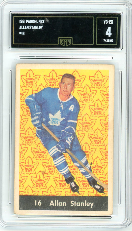 1961 Parkhurst Allan Stanley Graded Card #16 GMA 4