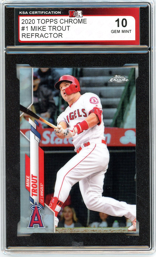 2020 Topps Chrome Mike Trout Refractor Graded Card #1 KSA 10