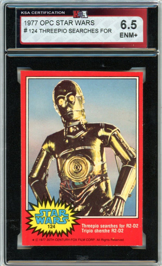 1977 OPC O-Pee-Chee Star Wars "Threepio Searches..." #124 Graded Card KSA 6.5