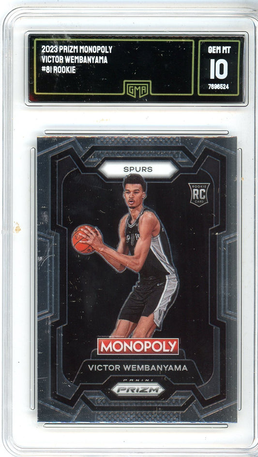 2023 Panini Prizm Monopoly Victor Wembanyama Graded Rookie Card #61 GMA 10