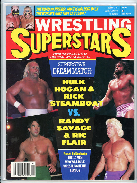 Wrestling Superstars Vintage Magazine (Fall 1989) Hulk Hogan, Ricky Steamboat vs. Randy Savage, Ric Flair