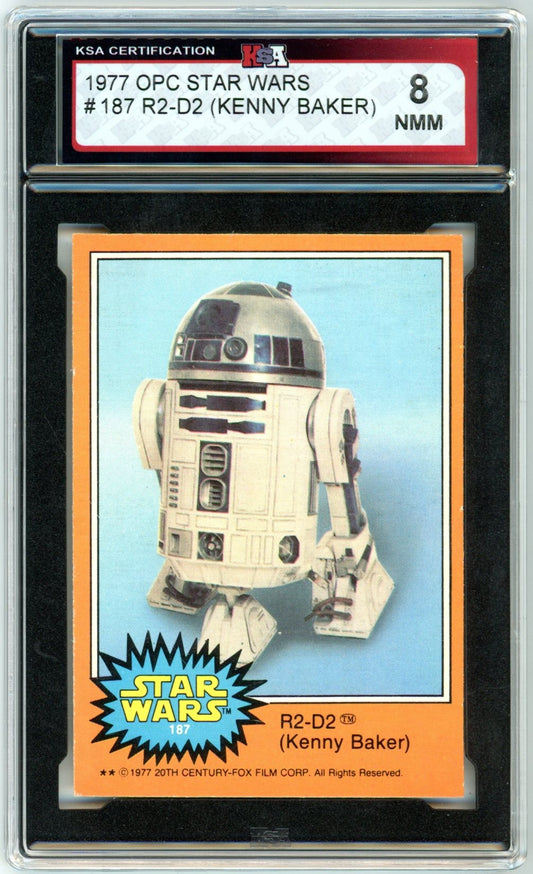 1977 OPC O-Pee-Chee Star Wars "R2-D2 (Kenny Baker)" #187 Graded Card KSA 8