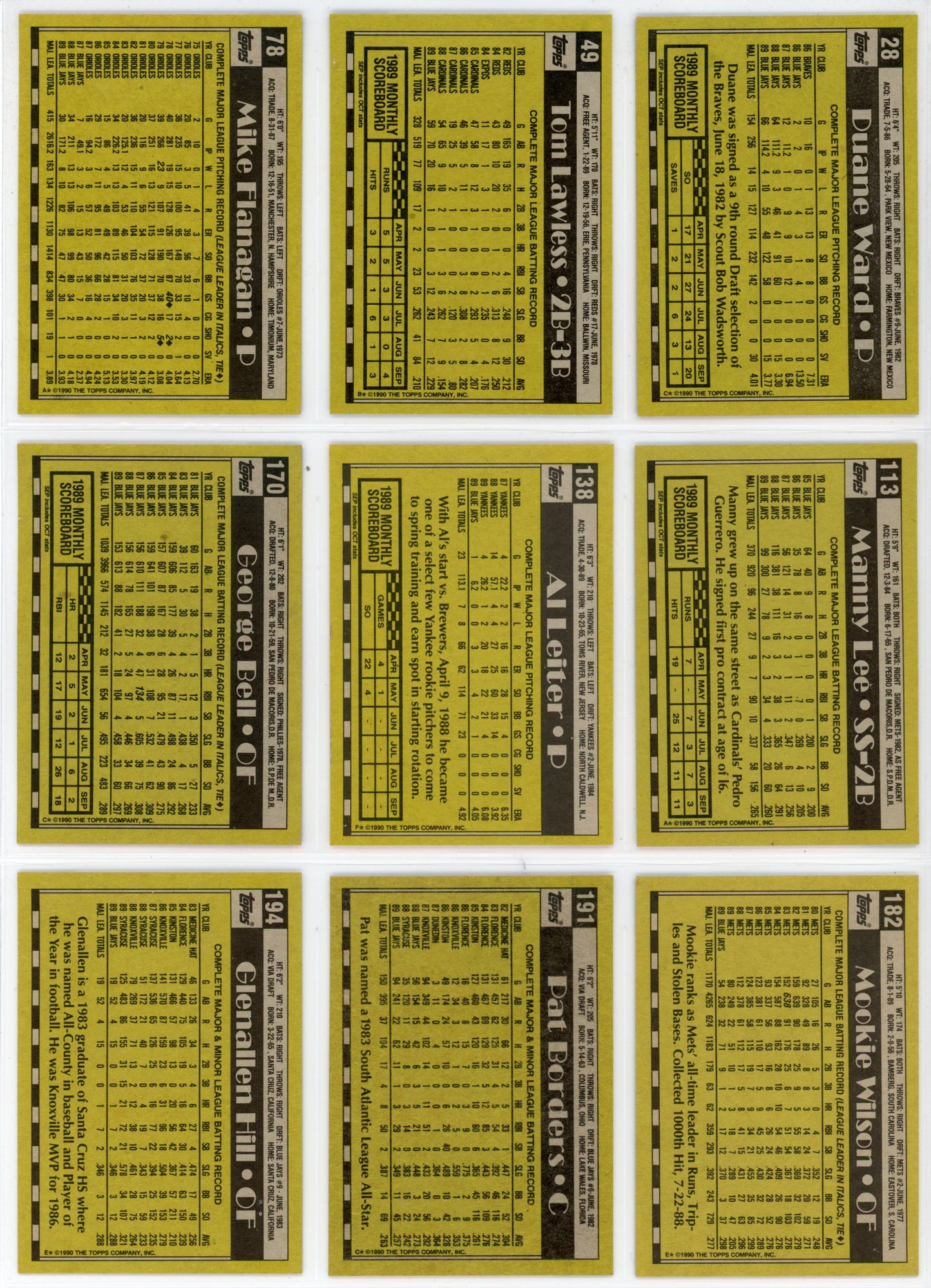 1990 Topps Vintage Toronto Blue Jays Team Set (33 Cards)