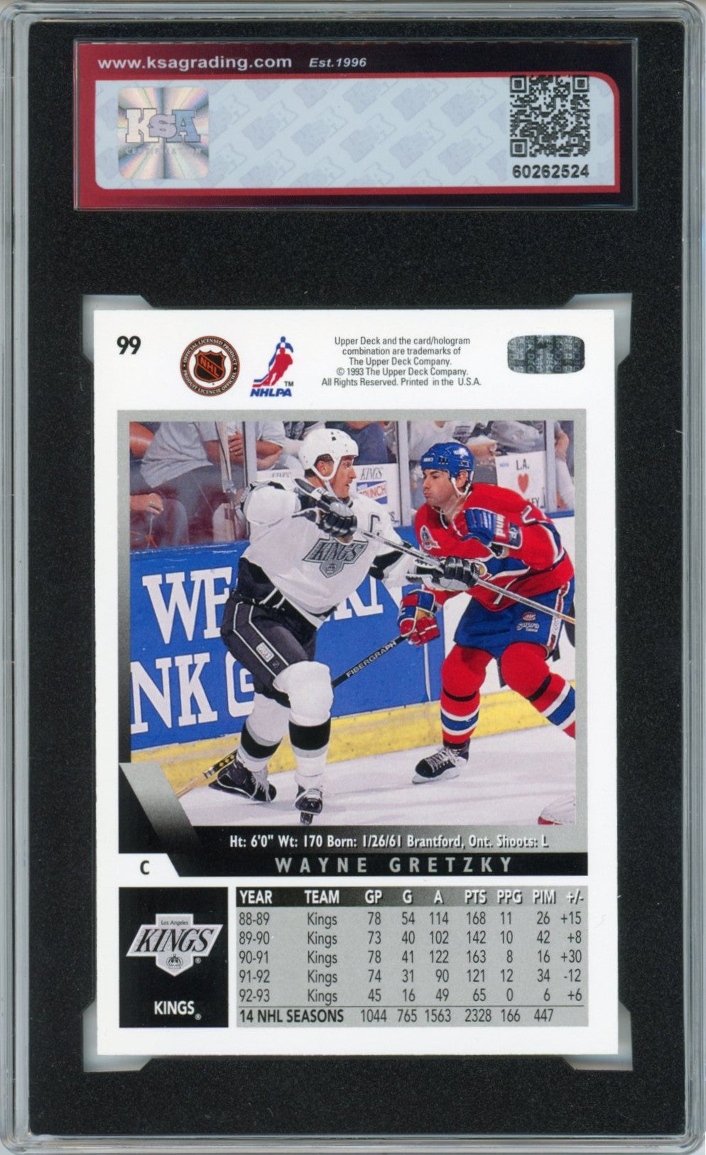 1993/94 Upper Deck Wayne Gretzky All-Time Goal Scorer Graded Hockey Card #99 KSA 9
