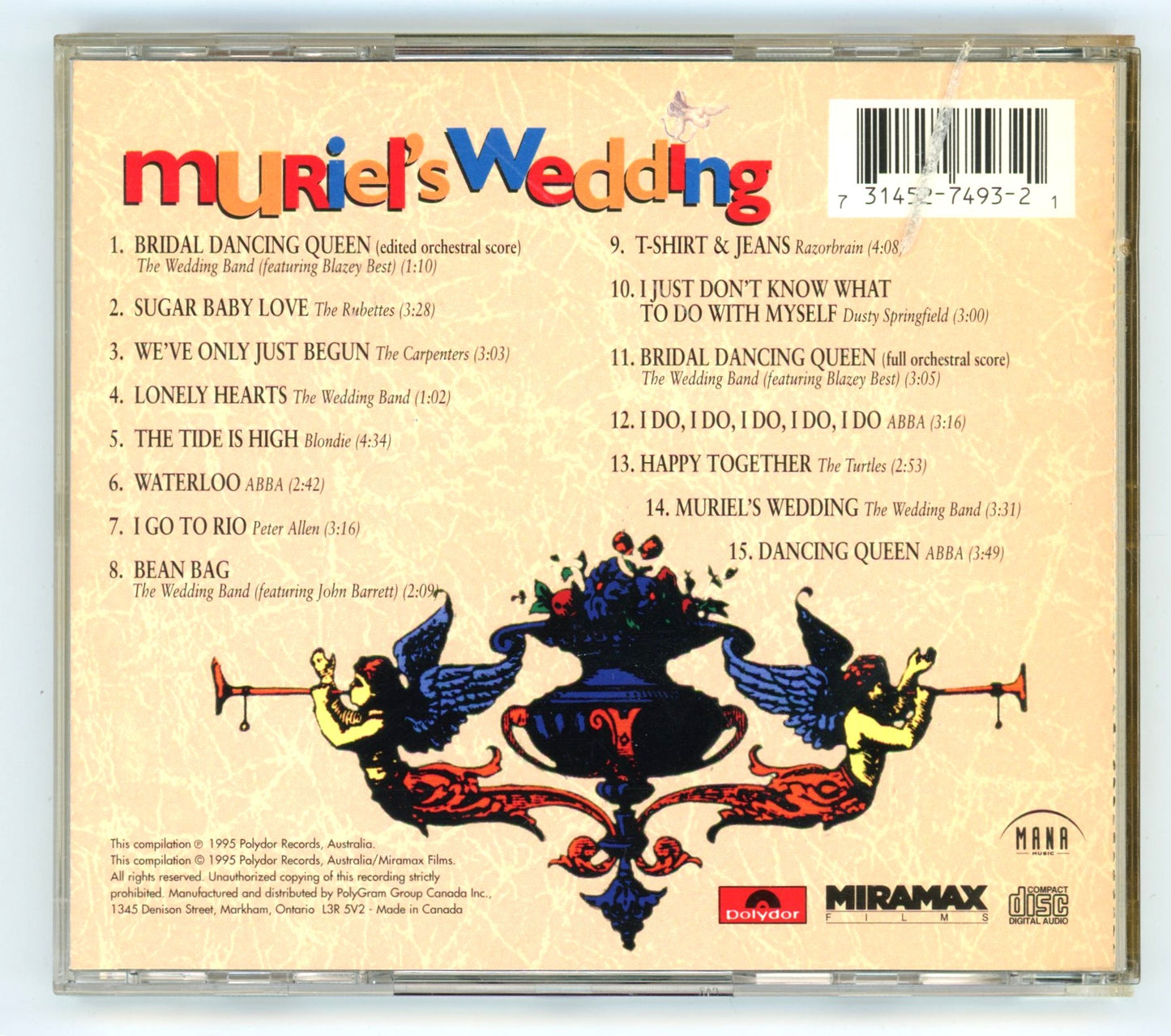 Muriel's Wedding (1994) Motion Picture Soundtrack Vintage CD