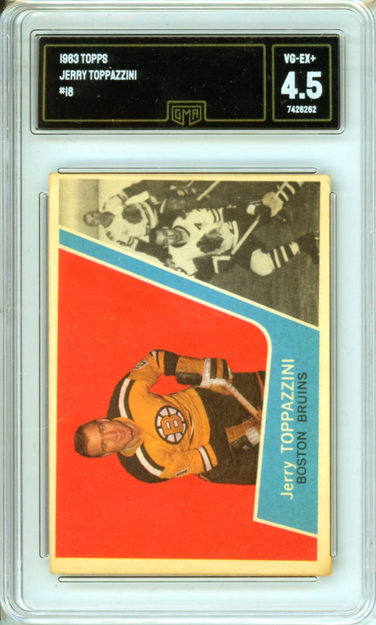1963 Topps Jerry Toppazzini #18 Graded Hockey Card GMA 4.5