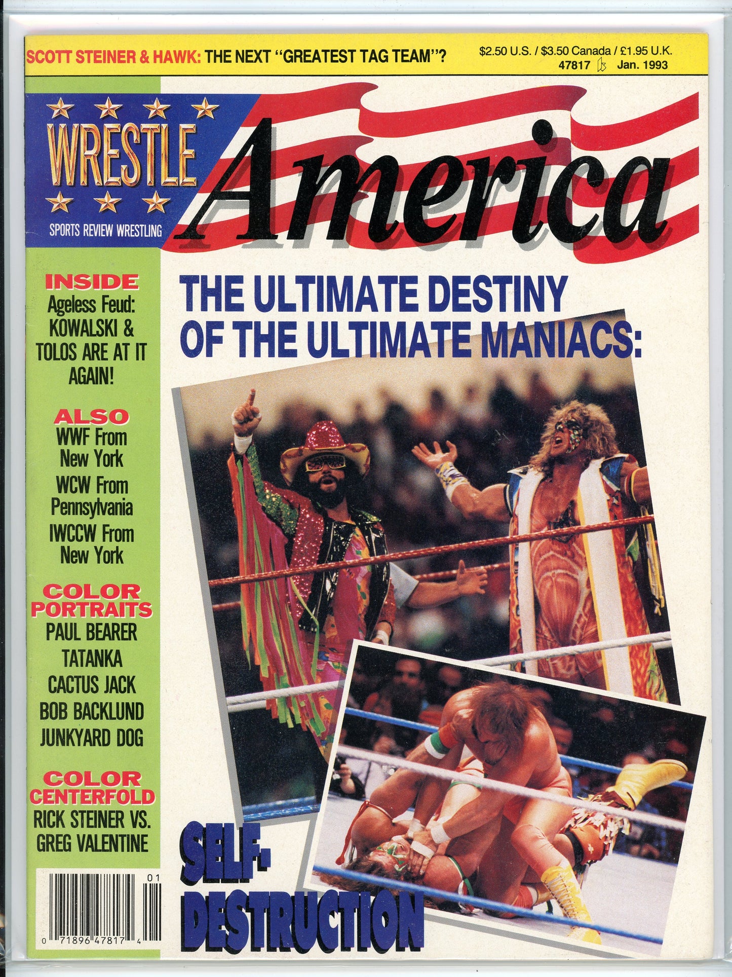 Wrestle America Vintage Wrestling Magazine (January, 1993) Ultimate Warrior, Randy Savage