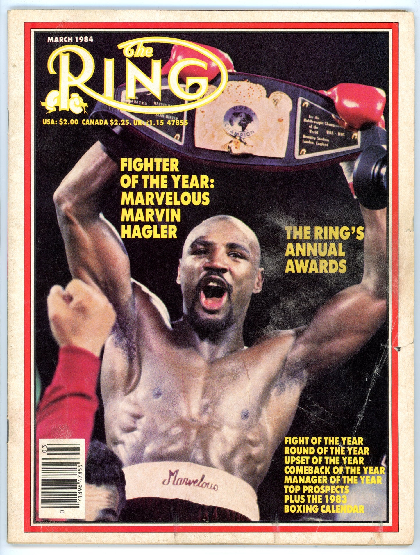 The Ring Vintage Boxing Magazine (March 1984) Marvin Hagler Fighter of the Year