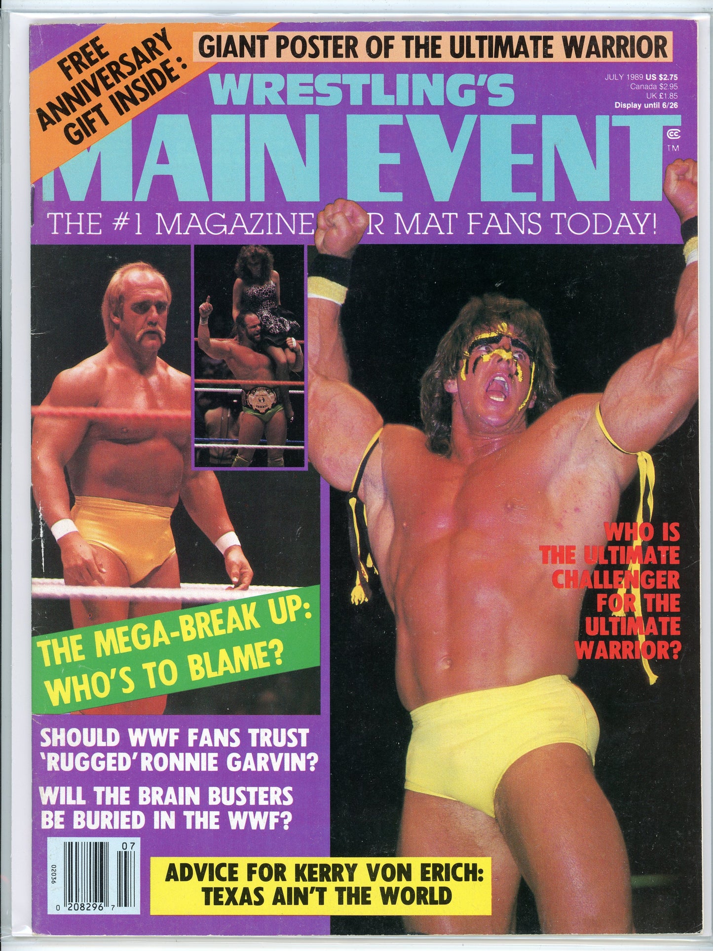 Wrestling's Main Event Vintage Magazine (July, 1989) Ultimate Warrior