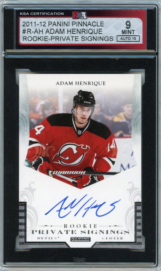 2011/12 Panini Pinnacle Adam Henrique Private Signings Graded Autograph Rookie Card #R-AH KSA 9 AUTO 10