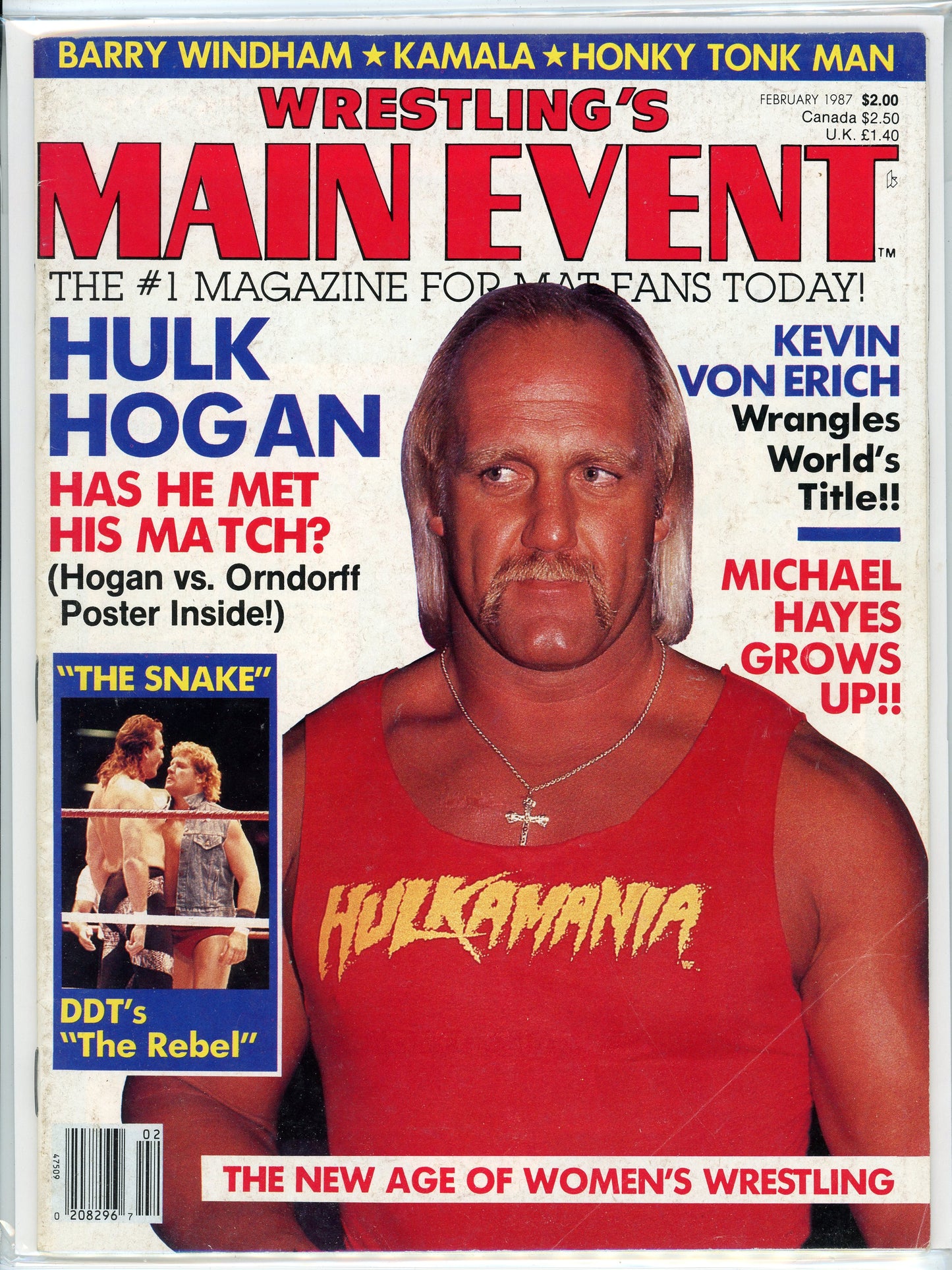 Wrestling's Main Event Vintage Magazine (February, 1987) Hulk Hogan