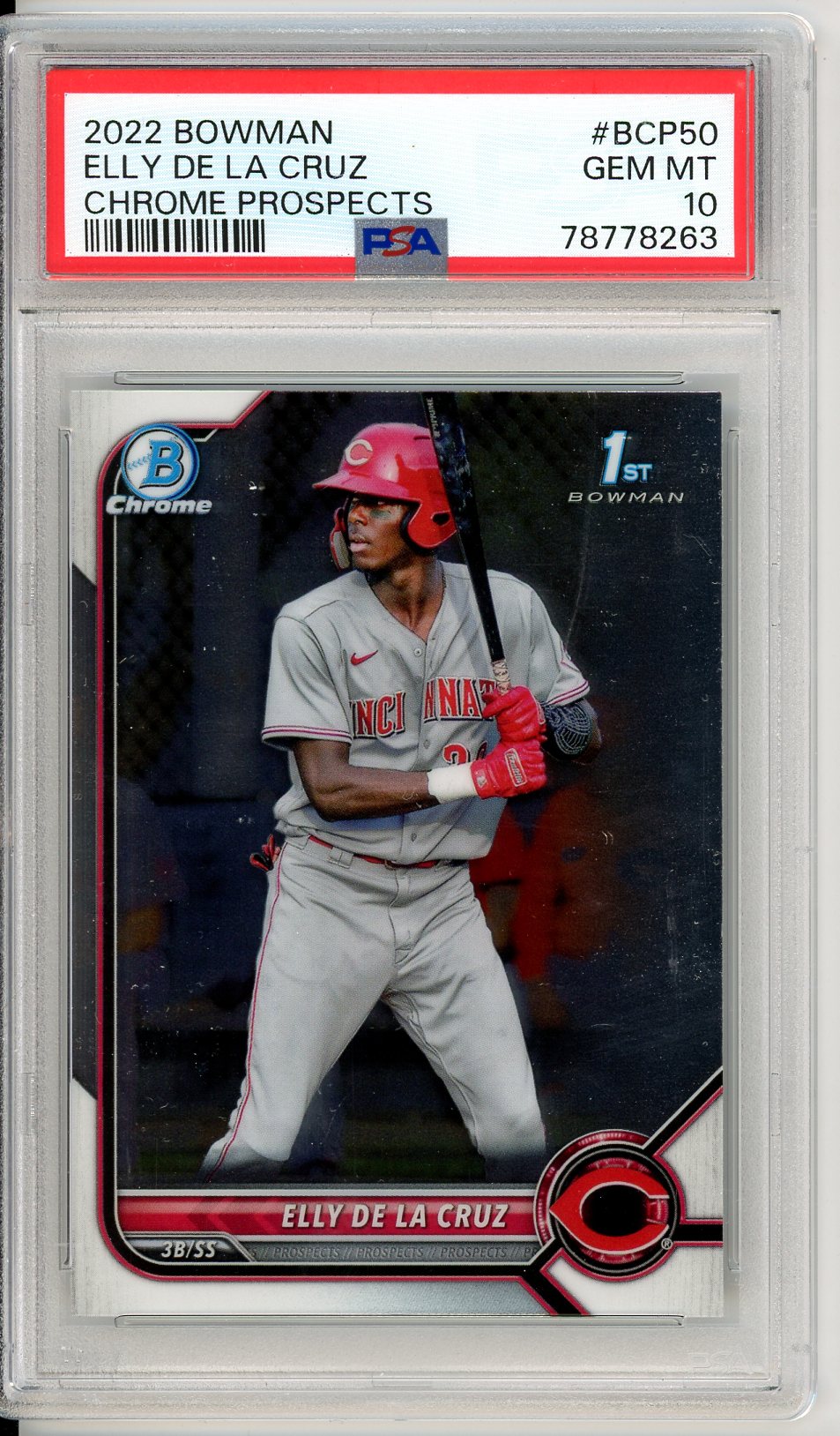 2022 Bowman Elly De La Cruz Graded Card Chrome Prospects #BCP50 PSA 10