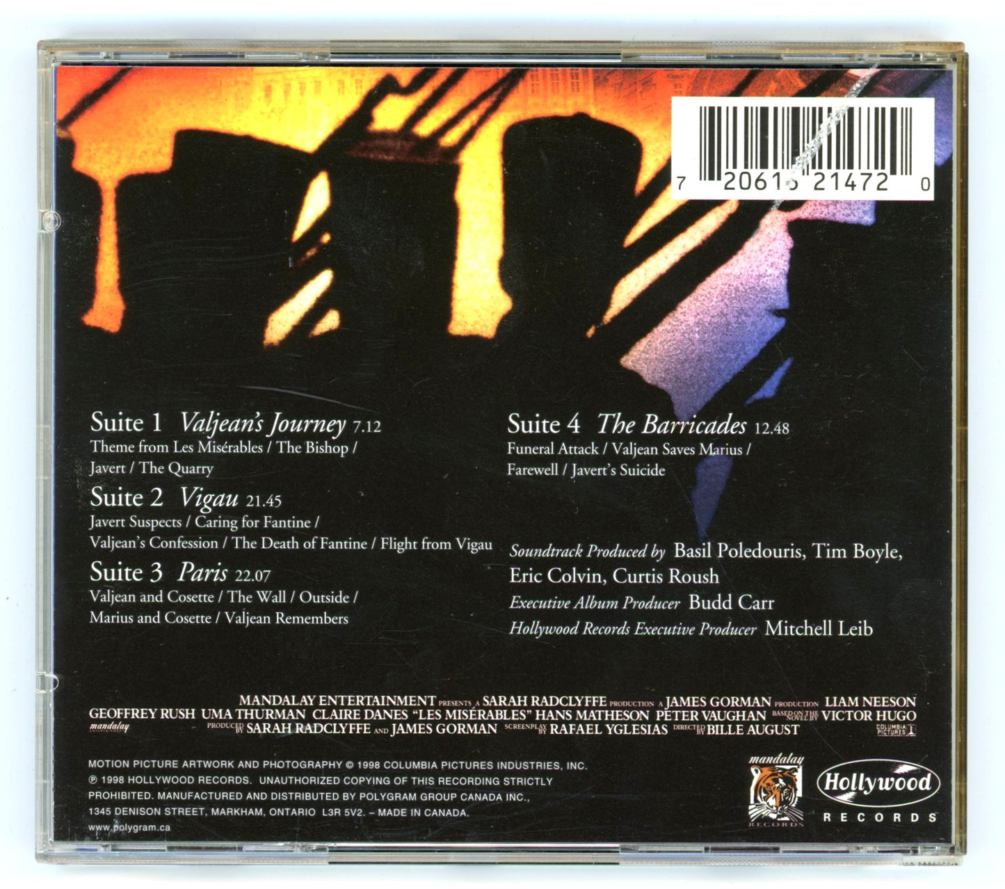 Les Miserables (1998) Motion Picture Soundtrack Vintage CD