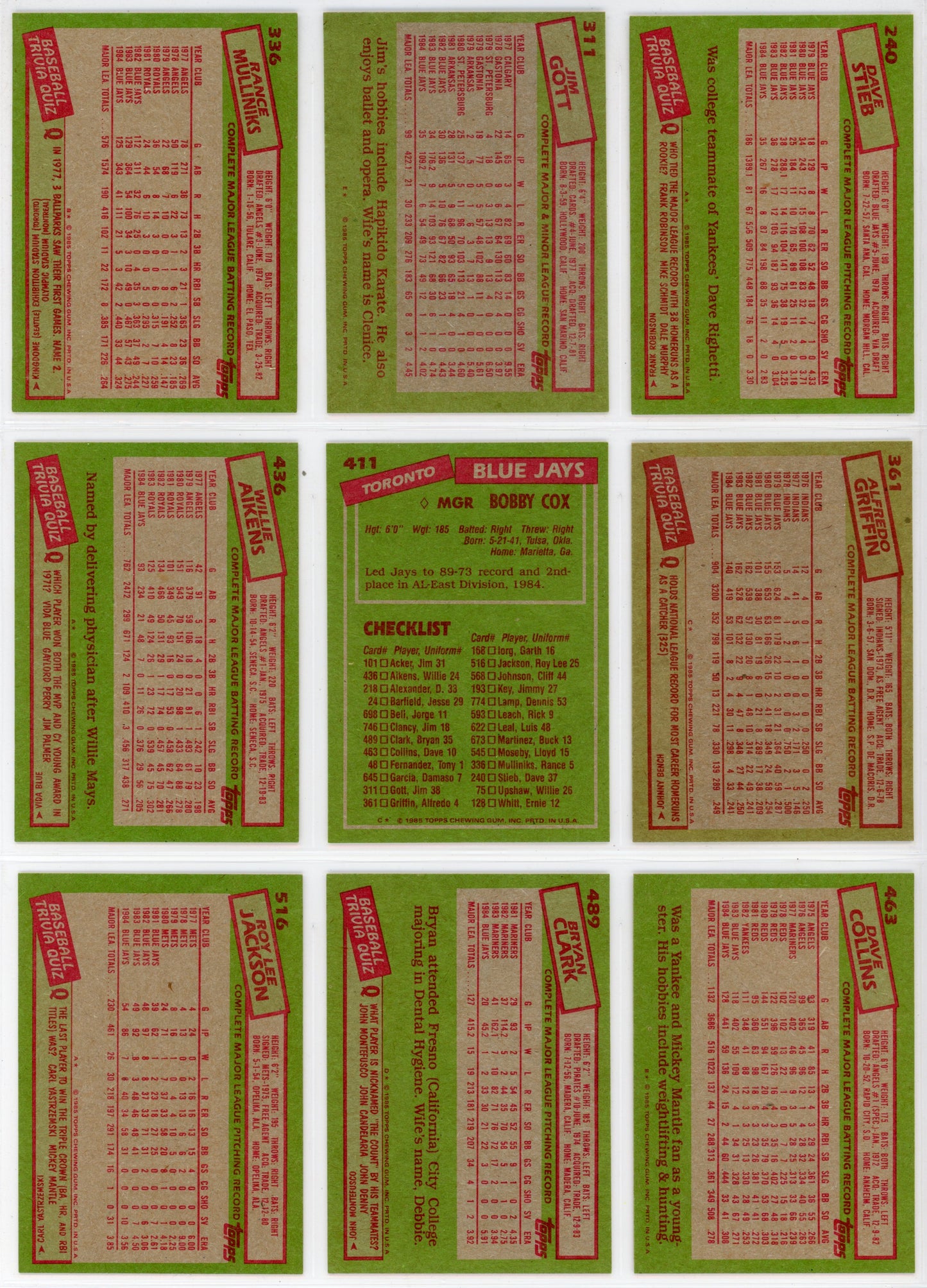 1985 Topps Vintage Toronto Blue Jays Team Set (28 Cards)