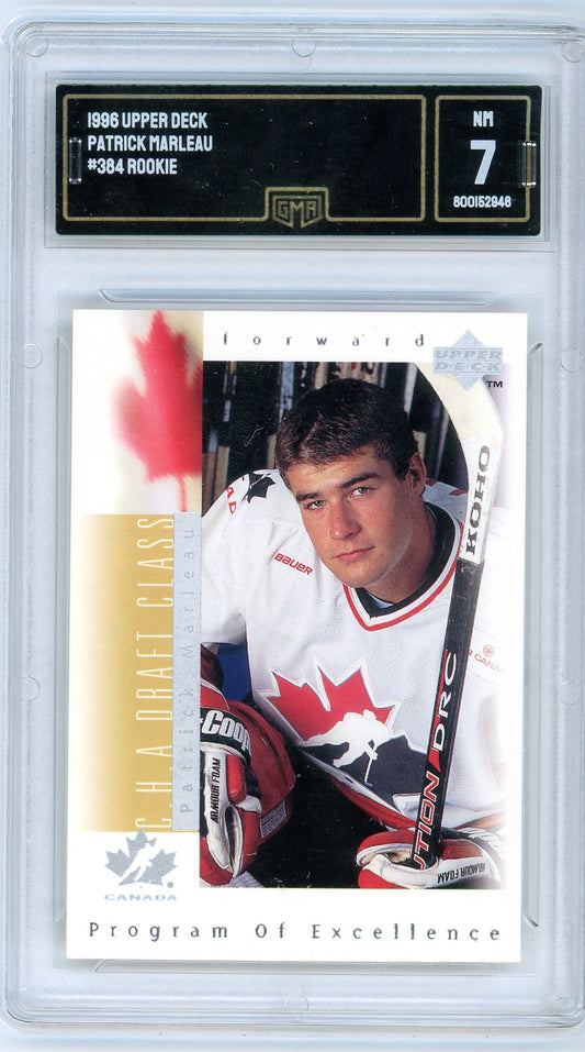 1996 Upper Deck Patrick Marleau Graded Rookie Card #384 GMA 7