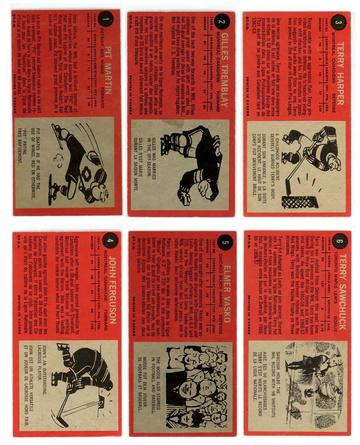1964/65 Topps NHL Hockey "Tall Boys" Complete Set (110 Cards) VG/EX+ Condition