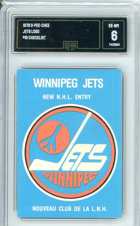 1979 OPC Winnipeg Jets Logo #81 Graded Hockey Card GMA 6