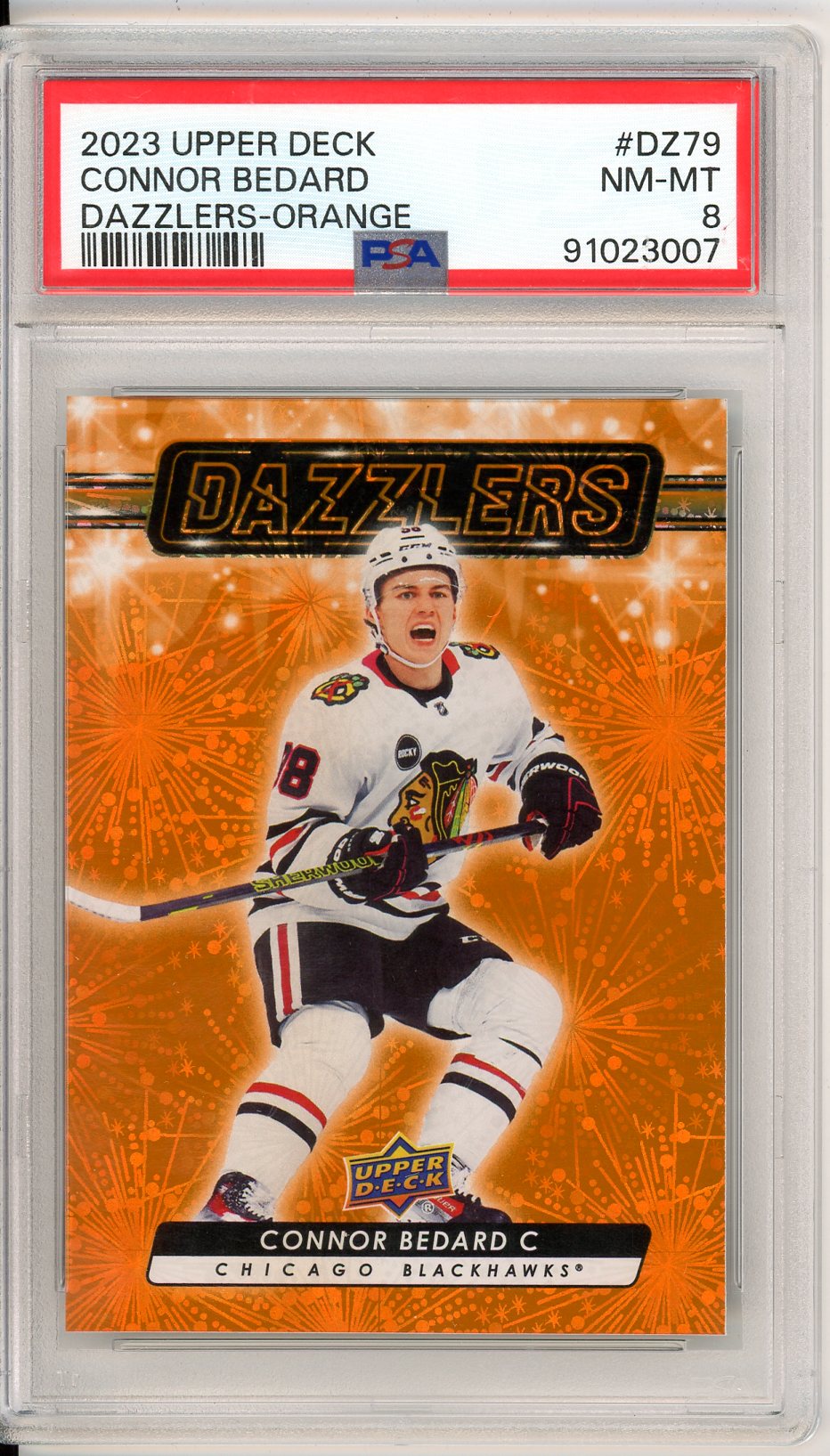 2023 Upper Deck Connor Bedard Graded Card Dazzlers Orange #DZ79 PSA 8