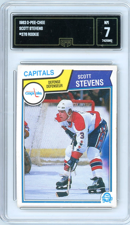 1983 O-Pee-Chee Scott Stevens Graded Rookie Card #376 GMA 7