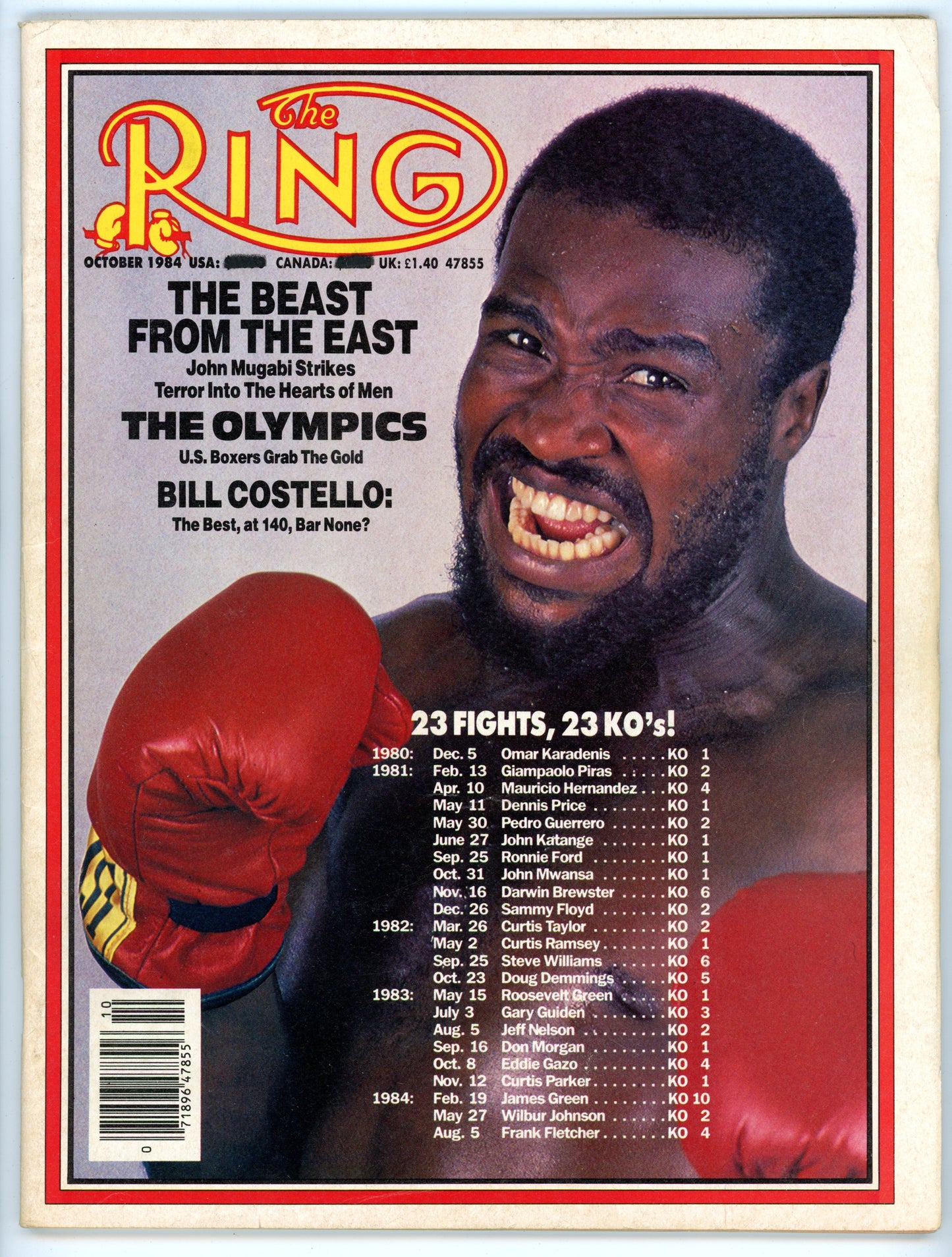 The Ring Vintage Boxing Magazine (October 1984) John Mugabi Cover